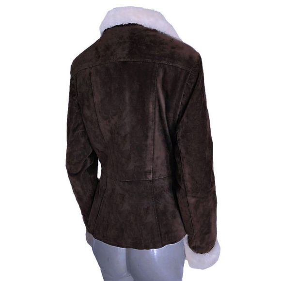 Vintage BB DAKOTA Pret a Porter Distressed Suede Shearling Jacket Coat Size M - Picture 7 of 10